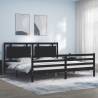 Bed Frame with Headboard Black 200x200 cm Solid Wood Colour black Size 200 x 200 cm 