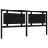 Black Bed Frame with Headboard - Solid Wood 200x200 cm