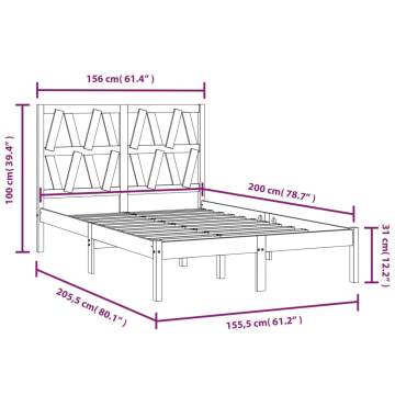 Black Solid Wood Pine King Size Bed Frame - Stylish & Sturdy