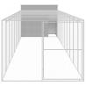 Light Grey Dog House with Run - Galvanised Steel