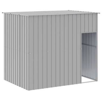 Light Grey Dog House with Run - Galvanised Steel