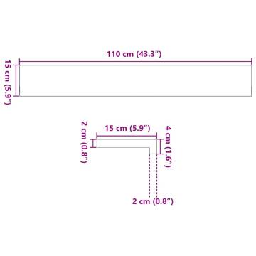 Light Brown Solid Oak Window Sills 2 pcs - 110x15x2 cm