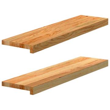 Light Brown Window Sills (2 pcs) | Solid Oak - 80x20x2 cm