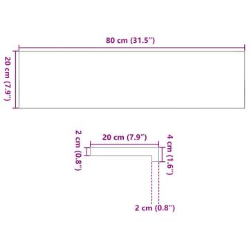 Light Brown Window Sills (2 pcs) | Solid Oak - 80x20x2 cm