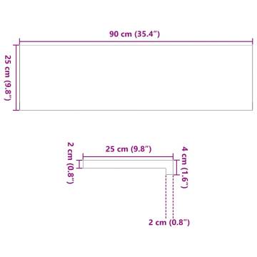 Light Brown Solid Oak Window Sills - 90x25x2 cm (2 pcs) | HipoMarket