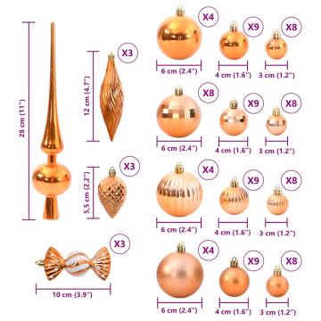 Christmas Baubles Set 98 pcs - Copper Ø346 cm | Hipo Market