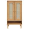 Shoe Cabinet SENJA Rattan Look Brown | Solid Wood Storage