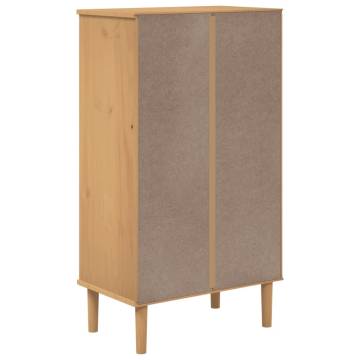 Shoe Cabinet SENJA Rattan Look Brown | Solid Wood Storage