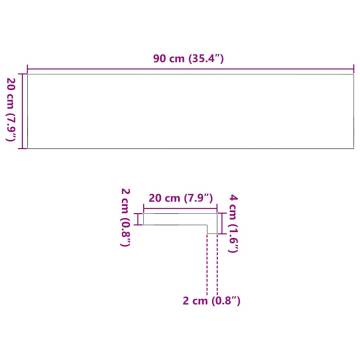 Untreated Solid Oak Window Sills 2 pcs - 90x20x2 cm