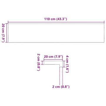 Untreated Oak Window Sills - 2 pcs | Solid Wood 110x20x2 cm