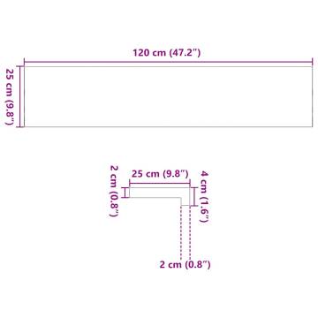 Untreated Solid Oak Window Sills - 2 pcs | 120x25x2 cm