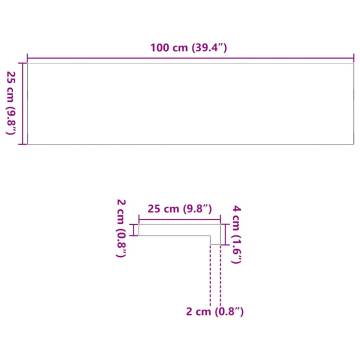 Untreated Solid Oak Window Sills - 2 pcs, 100x25x2 cm