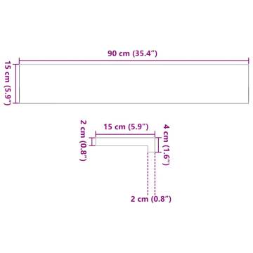 Light Brown Solid Oak Window Sills - 2 pcs, 90x15x2 cm