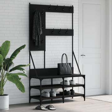 Stylish Black Clothes Rack with Shoe Storage - 100x40x184 cm