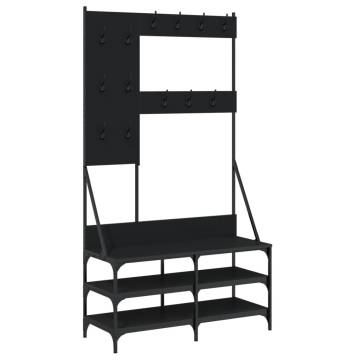 Stylish Black Clothes Rack with Shoe Storage - 100x40x184 cm