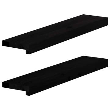 Dark Brown Solid Wood Oak Window Sills - 2 Pcs | HipoMarket