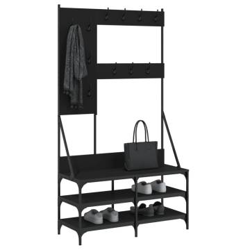 Stylish Black Clothes Rack with Shoe Storage - 100x40x184 cm