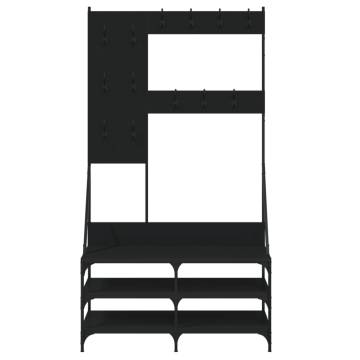 Stylish Black Clothes Rack with Shoe Storage - 100x40x184 cm