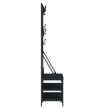 Stylish Black Clothes Rack with Shoe Storage - 100x40x184 cm