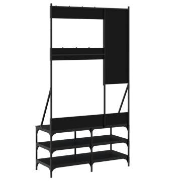 Stylish Black Clothes Rack with Shoe Storage - 100x40x184 cm