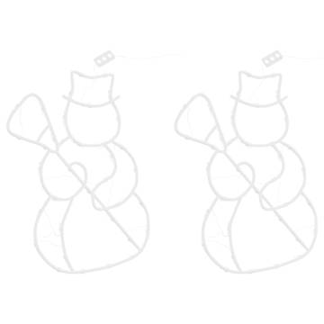 Christmas Lights Snowman Silhouette | 2 pcs 35 LEDs Warm White