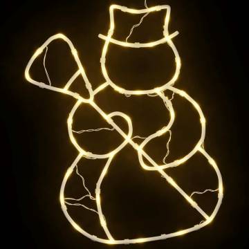 Christmas Lights Snowman Silhouette | 2 pcs 35 LEDs Warm White