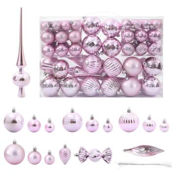 98 pcs Pink Christmas Baubles Set | Enchanting Holiday Decor