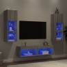 6 Piece TV Wall Units with LED Grey Sonoma Engineered Wood Colour grey sonoma Quantity in Package 6 