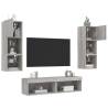 6 Piece LED TV Wall Units - Grey Sonoma Engineered Wood