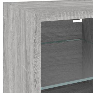 6 Piece LED TV Wall Units - Grey Sonoma Engineered Wood