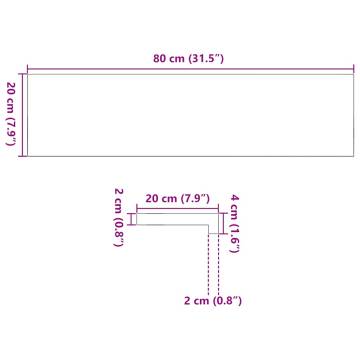 2 pcs Untreated Solid Oak Window Sills - 80x20x2 cm