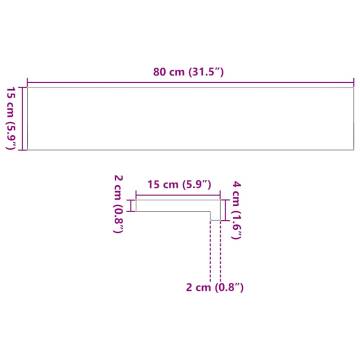 Light Brown Solid Oak Window Sills - 2 pcs (80x15x2 cm)