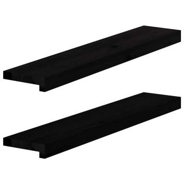 Dark Brown Solid Oak Window Sills - 80x15x2 cm (2 pcs)