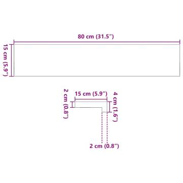 Dark Brown Solid Oak Window Sills - 80x15x2 cm (2 pcs)