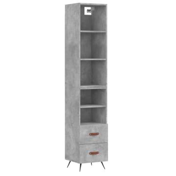 Stylish Highboard Concrete Grey - 34.5x34x180 cm | HipoMarket