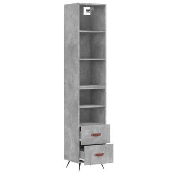 Stylish Highboard Concrete Grey - 34.5x34x180 cm | HipoMarket