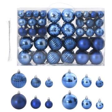 100 pcs Blue Christmas Baubles - Perfect Holiday Decor