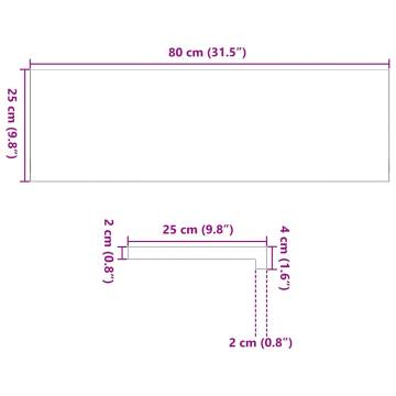 Light Brown Solid Wood Window Sills - 80x25x2 cm (2 pcs)