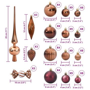 98 pcs Brown Christmas Baubles - Perfect for Festive Decor