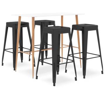 5 Piece Bar Set - Modern White & Black Design for Any Space