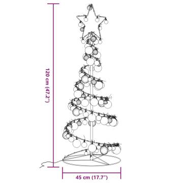 Christmas Tree Light Cone with 80 LED Baubles | 120 cm Warm White