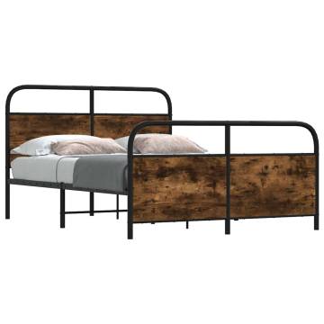 Metal Bed Frame Without Mattress - Smoked Oak 137x190 cm