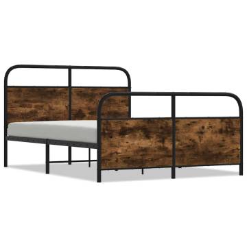 Metal Bed Frame Without Mattress - Smoked Oak 137x190 cm