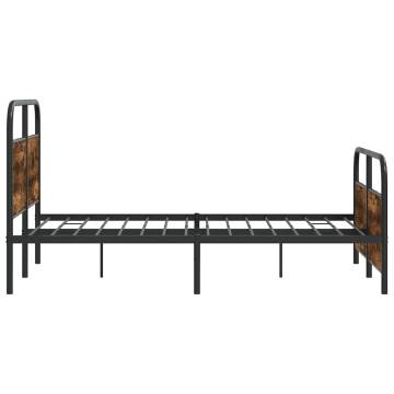 Metal Bed Frame Without Mattress - Smoked Oak 137x190 cm