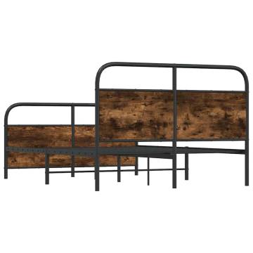 Metal Bed Frame Without Mattress - Smoked Oak 137x190 cm