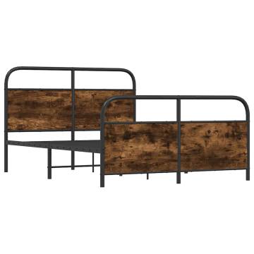 Robust Metal Bed Frame - Smoked Oak 140x200 cm | Hipo Market