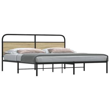 Sonoma Oak Metal Bed Frame 180x200 cm - Super King Size