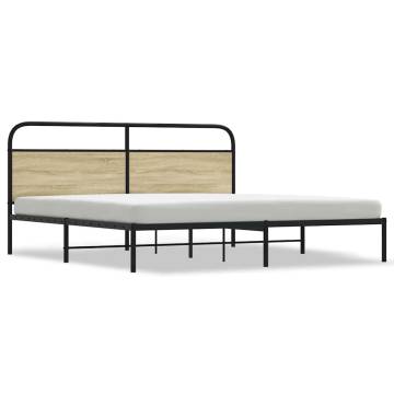 Sonoma Oak Metal Bed Frame 180x200 cm - Super King Size