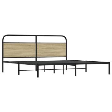 Sonoma Oak Metal Bed Frame 180x200 cm - Super King Size