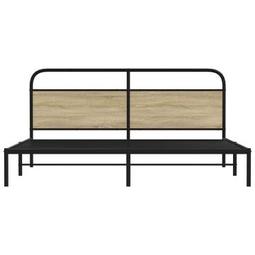 Sonoma Oak Metal Bed Frame 180x200 cm - Super King Size